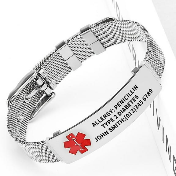 Vagzen Stainless Steel Medical Alert ID Bracelet for Men Women, Engraving Customized Now