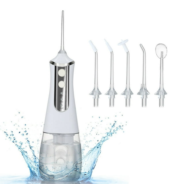 Guardurnaity 350ml USB recargable 5W hilo dental eléctrico 3 modos chorro inalámbrico portátil IPX6 puntas de irrigador de a prueba de agua cuidado de los oídos