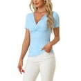 thumbnail image 4 of Allegra K Women's Twist Front Blouse Short Sleeve V Neck Casual Top, 4 of 5