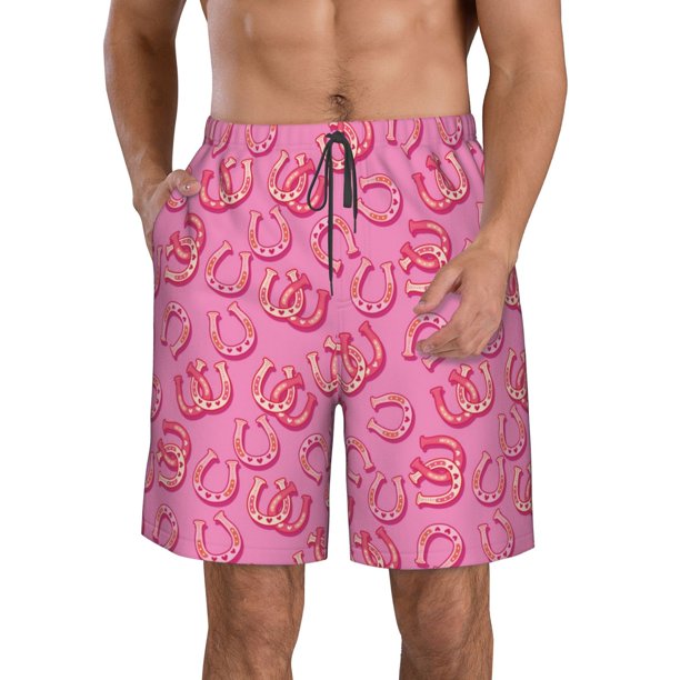 Balery Cute Cowgirl Traje de Baño Estilo Hawaiano para Hombre, Shorts de Secado Rápido con Bolsillos-3X-Large