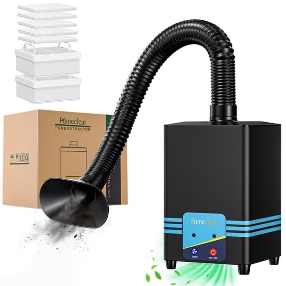 FumeClear Solder Fume Extractor FC-2001S 128m³/h Strong Suction, Low Noise, Compact 3-Speed Smoke Extractor for Hand Soldering, Suitable for 110V to 220V Wide Voltage
