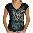 thumbnail image 2 of Women Y2K Grunge Vintage Graphic Tees V-Neck Short Sleeve Slim Fit T-Shirt Emo Clothes for Teen Young Girls 2000s Streetwear Grey Size S, 2 of 7