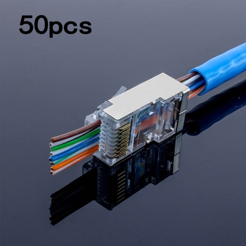 EZ RJ45 CAT5e 5 Connector Clip Crimp LAN Network Ethernet Cable Pass Through UTP 