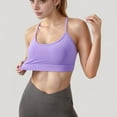 thumbnail image 4 of Women's Scoop Neck Sports Bra with Thin Straps Smooth Stretch Fabric Removable Pads Low Impact Support - Small, Purple, 4 of 7