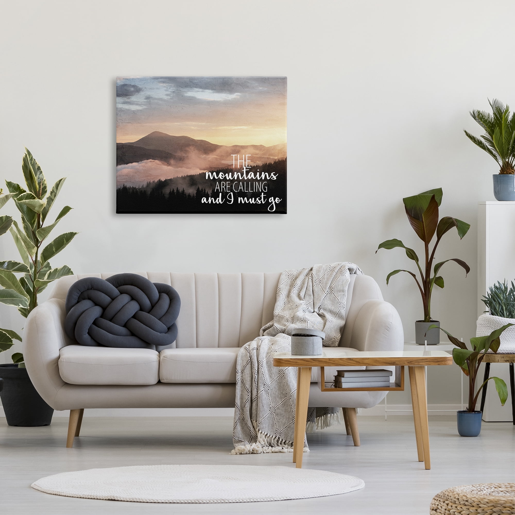 Stupell Industries Mountains Are Calling Landscape Landscape Painting Gallery Wrapped Canvas Art Print Wall Art, 40 x 30
