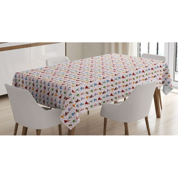 Ballet Tablecloth, Dancer Girls in Old Fashion Dresses Traditional European Classic Performance Arts, Rectangle Satin Table Cover for Dining Room and Kitchen, 52" X 70", Multicolor, by Ambesonne