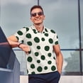 thumbnail image 4 of Picia Abstract Green Polka Dot Print Men's Polo Shirt, Two-Button Closure Pique Polo Shirt, Summer Fashion Golf Shirt-4X-Large, 4 of 6