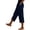 Navy, variant on Aoiroe Women's Linen Capri Pants,Work Pants Women High Waisted Slacks Trousers Wide Leg Pants With Pockets Capri Baggy Wide Leg Trousers Lounge Baggy Palazzo Trousers Beige L