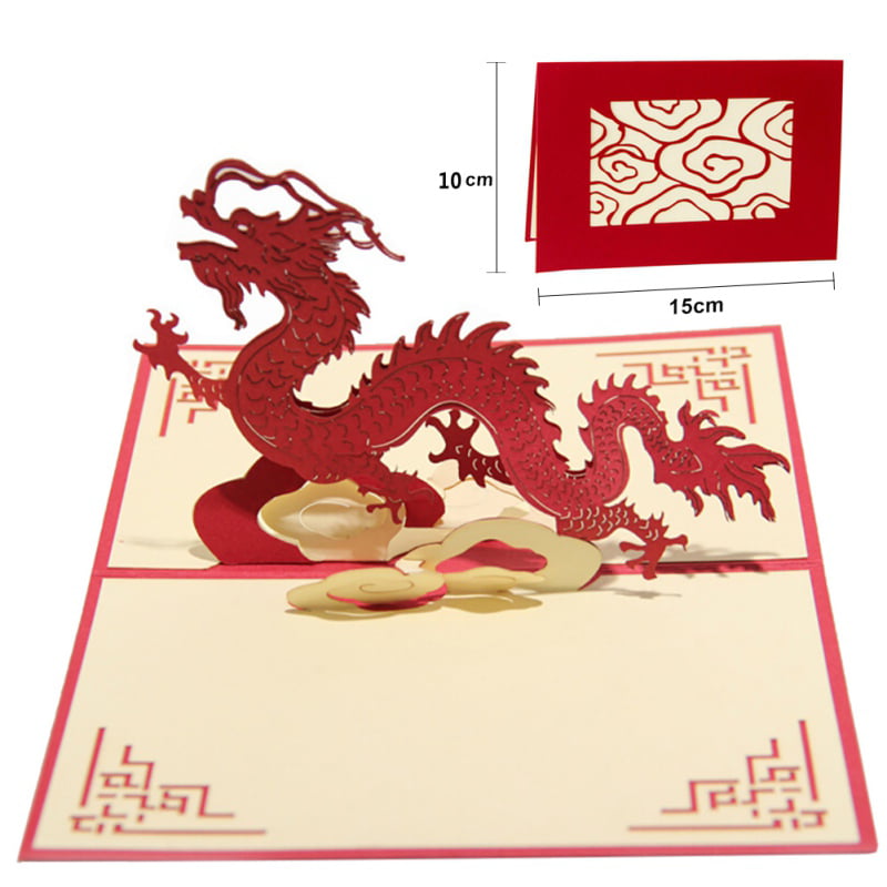 3D Dragon Motorcycle Paper Greeting Card Blessing Birthday Card NEW HO3 