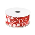 thumbnail image 2 of Flocked Heart Organza Ribbon Wired Edge, 1-1/2-inch, 25-yard, Red, 2 of 4