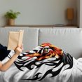 thumbnail image 3 of Tattoo Soft Flannel Fleece Blanket, Jungle Prince Tigers Head in Black Frame Looking with Cat Eyes Hunting Print, Cozy Plush for Indoor and Outdoor Use, 70" x 90", Orange and Black, by Ambesonne, 3 of 5