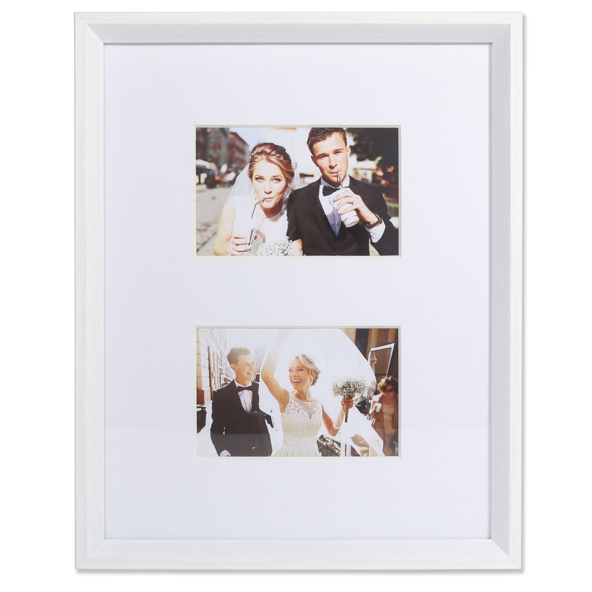 Lawrence Frames 4x6 Wide Border Double Matted Frame Gallery White