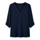 thumbnail image 5 of Mujeres 3/4 Manga de Verano Tops V Cuello Botonado Color Sólido Blusa, Camisetas Casuales de las Mujeres Suelto Ajuste Suave Respirable Primavera de Uso Diario, 5 of 7
