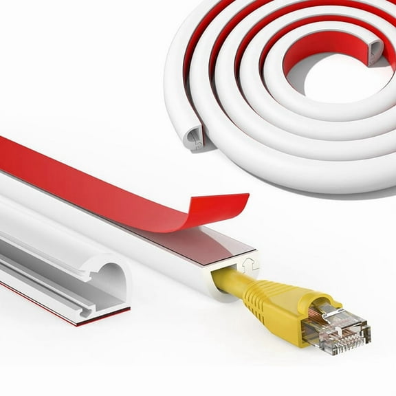 2pcs Wall Cord Hider 118 Inch, Self Adhesive Cable Hider Cord Cover for Wires, Flexible Wire Cover Cable Raceway,2pcs * Wall Cord Hider,White