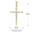 thumbnail image 3 of 14K Two Tone Gold Crucifix Cross Charm Pendant with 1.4mm Round Wheat Chain Necklace - 16", 3 of 4