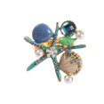 thumbnail image 2 of 4 anillos de servilleta de estrella de mar, perlas de diamantes de imitación en la costa del océano, azul Afortunado Sencillez, 2 of 4