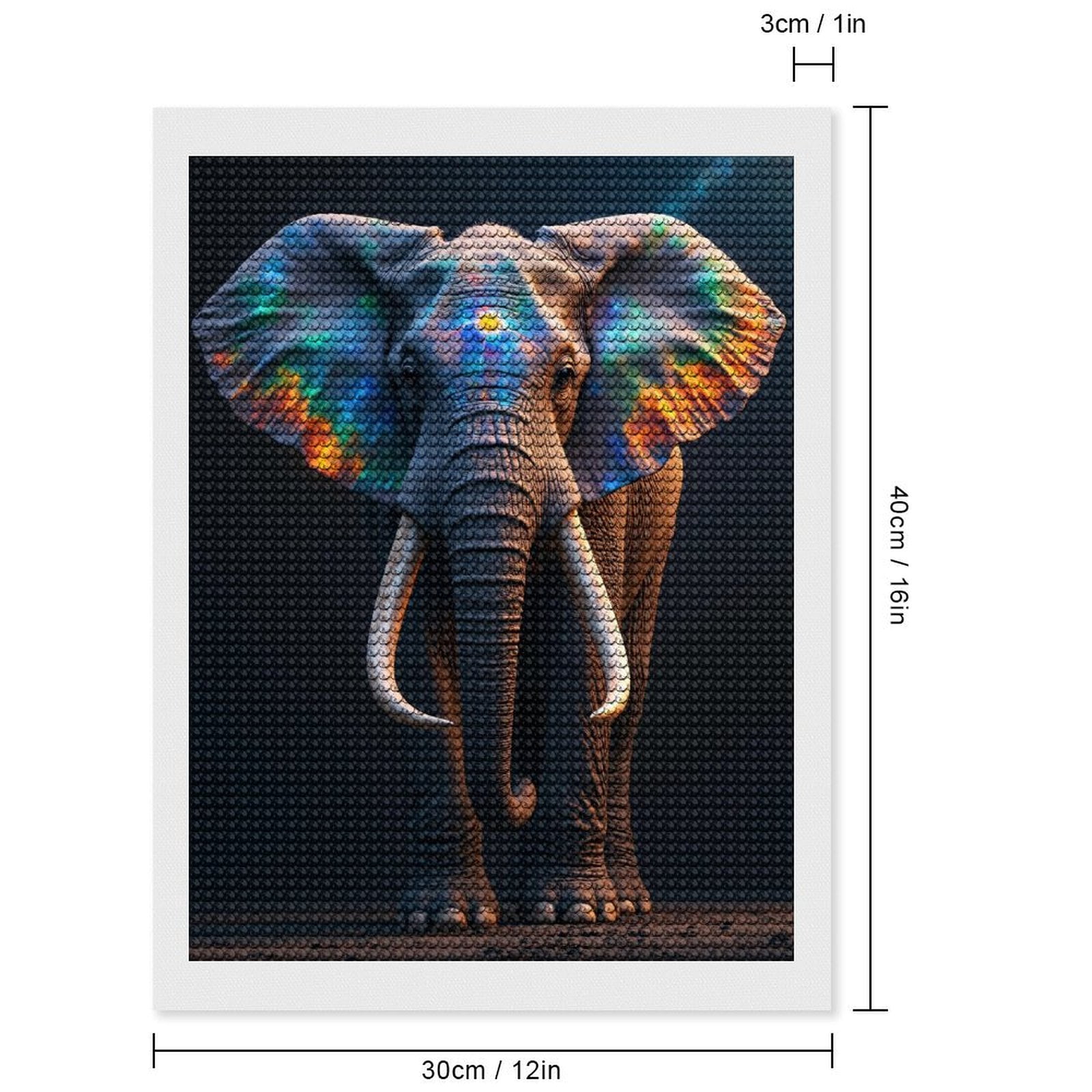 Diamond Art Kits for Adults - Colorful Elephant with Vibrant Ears 5d Diamond Painting for Adults, Diamond Art for Adults Beginners, Frameless Diamond Painting Kits for Adults for Home Wall Decor