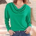 thumbnail image 4 of Cowl Neck Tops for Women, Yigetop Women's Long Sleeved Fashion Printed Tops Piled Collar T Shirt Women's Shirt Womens Work Tops Green XL, 4 of 6