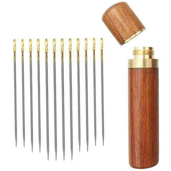 12 Pcs Large Eye Sewing Needles Household Self-Threading Needle for Blind Hand Sewing Needles