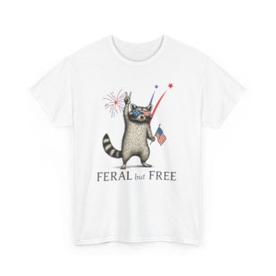 Feral but Free 4th of July USA Unisex Heavy Cotton Tee-KHJUL4505-White-S