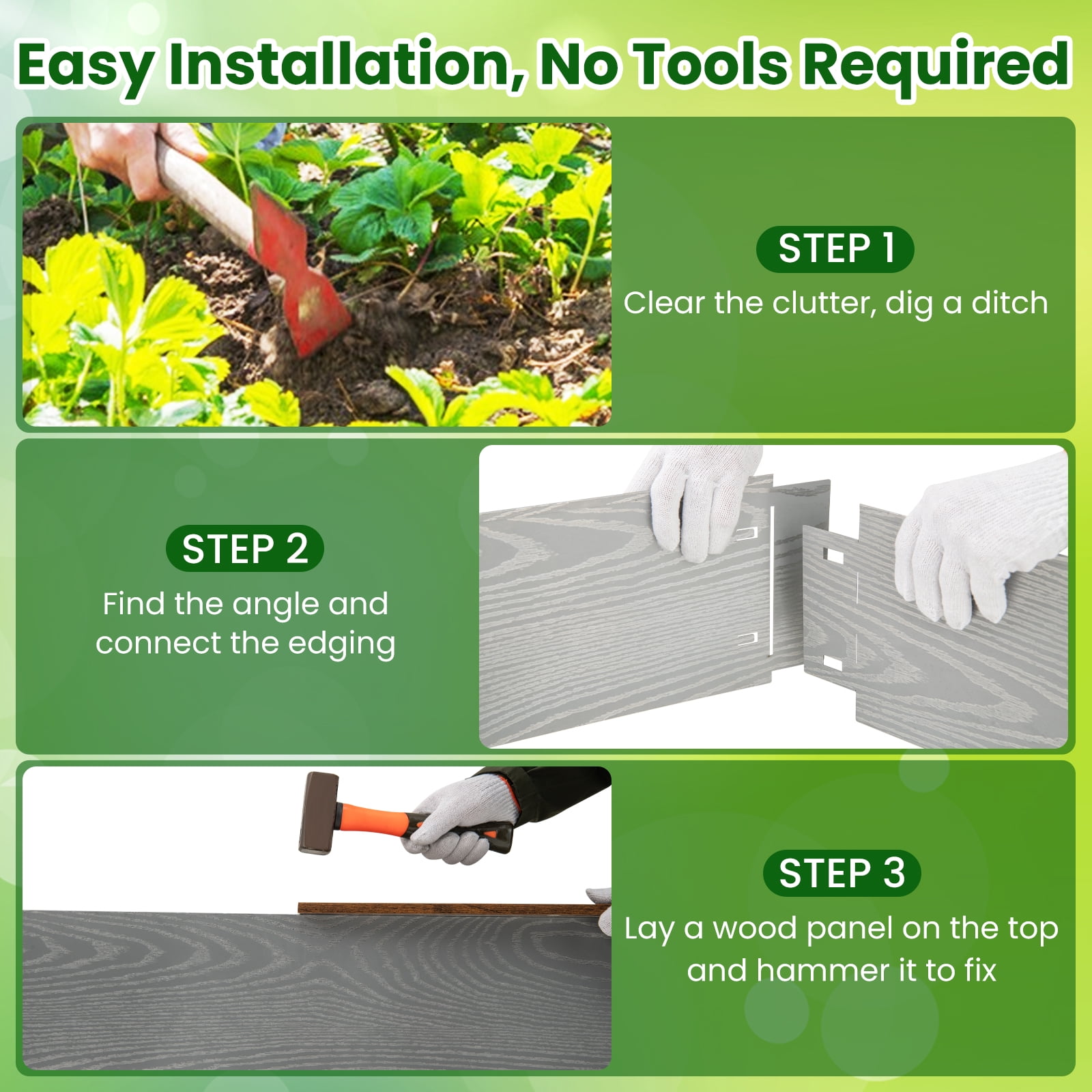 Gymax 6-Pack 20 FT Galvanized Metal Landscape Edging Heavy-Duty Metal Patented Garden Border
