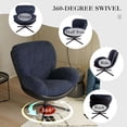 thumbnail image 6 of 360° Swivel Accent Chair, Modern Chenille Lounge Chair with Faux Leather and Black Metal Base Frame, Comfortable Reading Chair for Small Spaces, Living Room, Bedroom, Reading Corner, Office, Navy Blue, 6 of 41