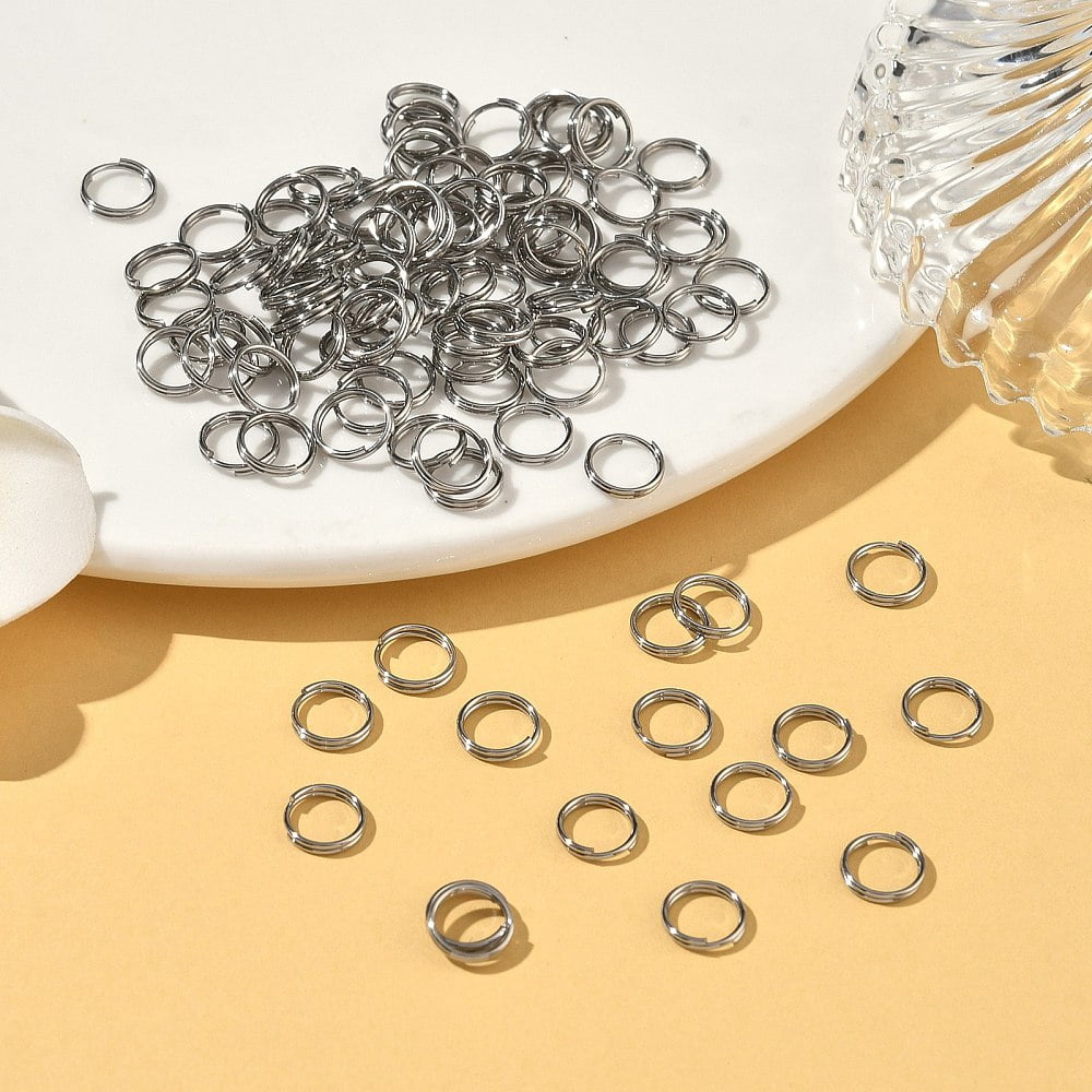 Resistant 304 Stainless Steel Split Rings Double Loops Jump Rings Stainless Steel Color 7x0.6mm 6.4mm inner diameter 5000pcs/bag diy