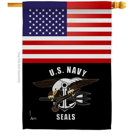 28 x 40 in. US Navy Seals House Flag with Armed Forces Double-Sided Decorative Vertical Flags Decoration Banner Garden Yard Gift