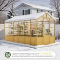 thumbnail image 4 of WUKHG 6x12ft Wooden Greenhouse with Pine Wood Frame & Polycarbonate Panels, Walk-In Outdoor Greenhouse with Reinforced Roof, Lockable Door & Roof Vents for Backyard Garden, 4 of 8