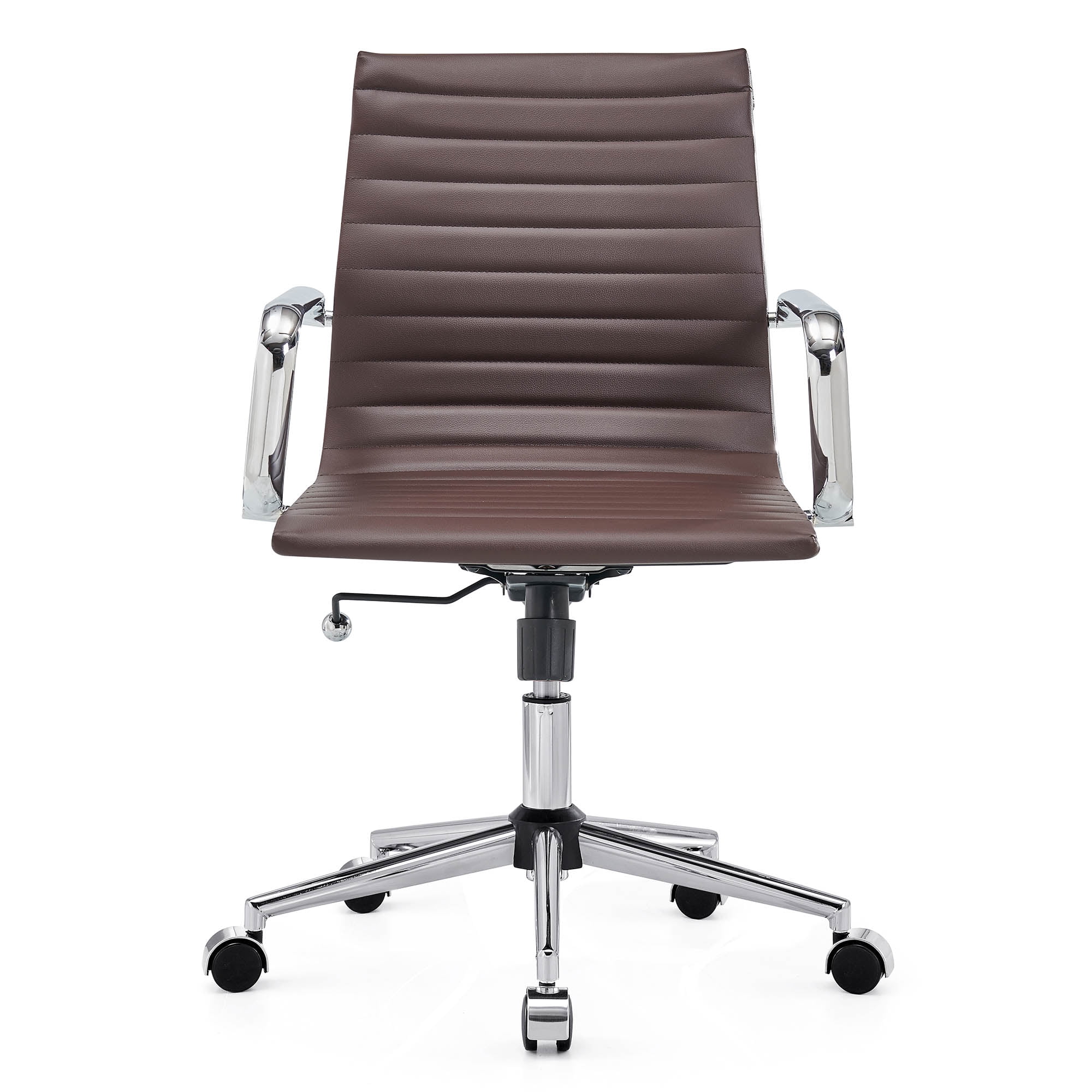 LUXMOD Mid Back Home Office Desk Chair Task Chair with Armrest Swivel Chair in Durable Vegan Leather Ergonomic Desk Chair for Extra Back and Lumbar Support