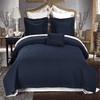 Luxury Soft Checkered Diamond Stitched 6 Piece Coverlet Set Wrinkle-Free Reversible All Season Mini Bedspread Set -Navy-King/Calking