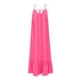 thumbnail image 4 of qolati Summer Dresses for Women Boho Plus Size Spaghetti Strap Flowy Beach Dress Casual Solid Color Tiered Ruffle Sundress Maxi Dress, 4 of 6