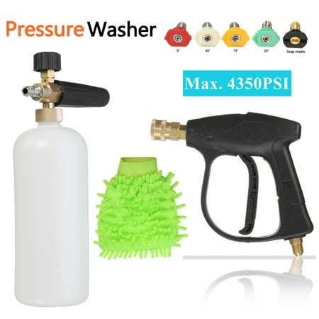 4350PSI/ 300bar Adjustable High Pressure Snow washing machine Lance Foam Washer Soap with 1L Bottle Car Cleaning Water Gun Nozzle