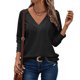 thumbnail image 1 of Oversized V-neck long-sleeved women's shirt with buttons and embroidered lace White XXL, 1 of 4