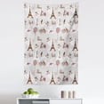 thumbnail image 1 of Paris Tapestry, Pattern with Bikes Mannequin Eiffel Tower Hearts Doodle Style Design, Fabric Wall Hanging Decor for Bedroom Living Room Dorm, 5 Sizes, Pale Blue Brown Pink, by Ambesonne, 1 of 1