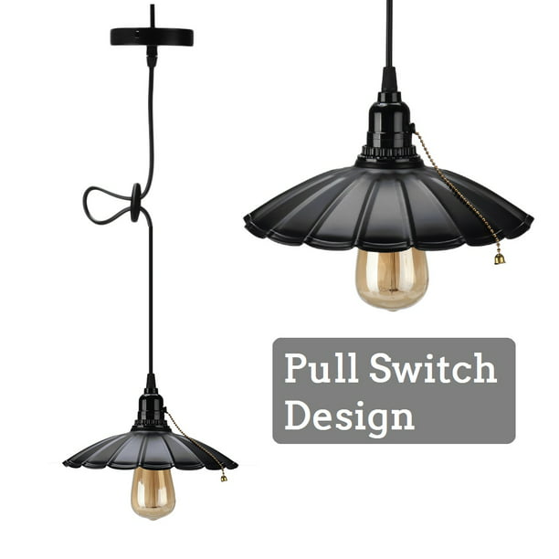 Industrial Pendant Light On Off Pull, Pendant Light Fixture With Pull Chain