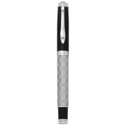 Charles Hubert Black and Silver-tone Finish Square-Patterned Fountain Pen QGP8166