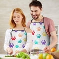 thumbnail image 5 of Colorful Dog Paw Footprint Apron-Garden Aprons for Women with Pockets-Cotton Linen Waterproof Kitchen Cooking Gardening Aprons Adjustable for Kitchen,Cooking,BBQ and Salon 33x27 Inch, 5 of 6