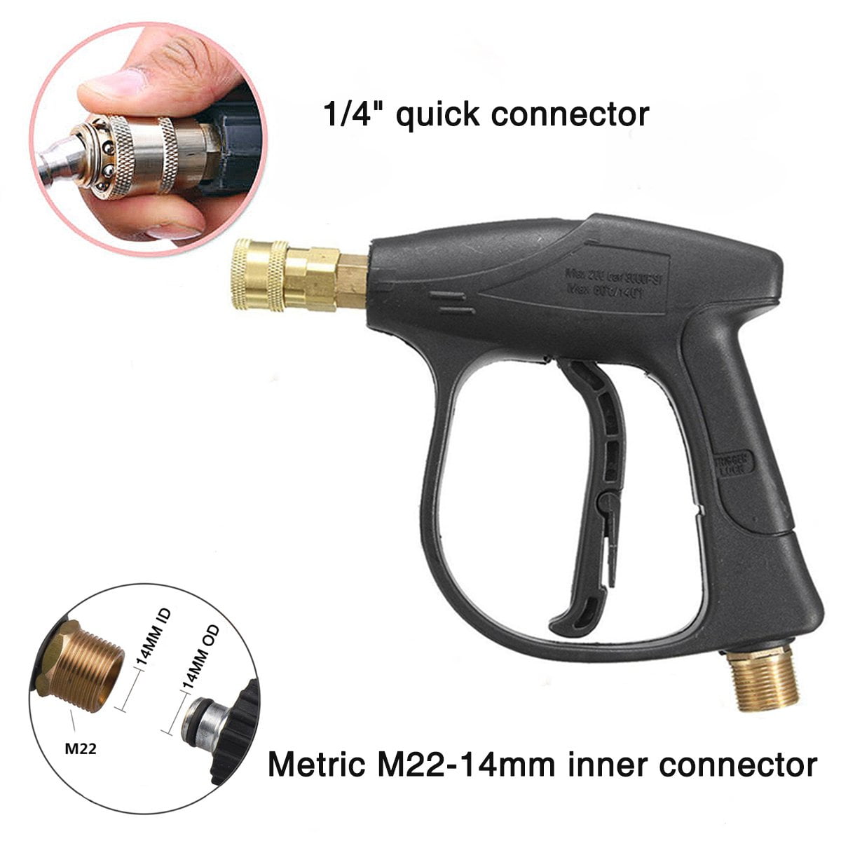 3/4" Connector Water Spray Hose Nozzle Car Clean Washer High Pressure Power Gun 