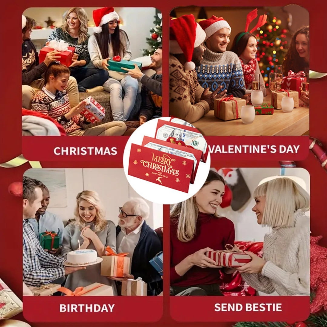Christmas Cash Gift Envelopes, 2025 New Creative Christmas Card Money Holders for Cash Surprise Envelope, Xmas with 10 Slots for Santa Supplies, Party Gifts for Men Women Girls Boys