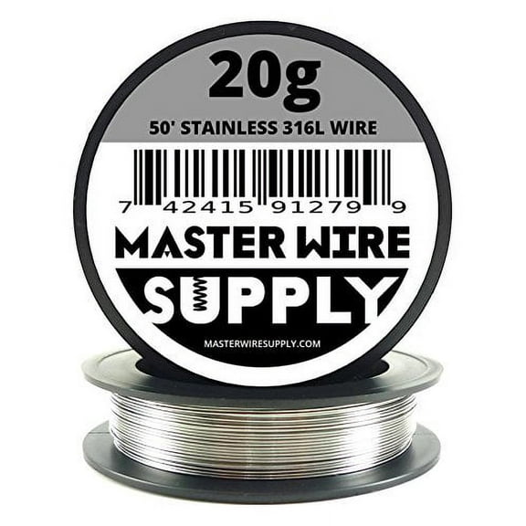 Master Wire Supply - Stainless Steel 316L - 50ft - 20 Gauge Wire - Made in the USA