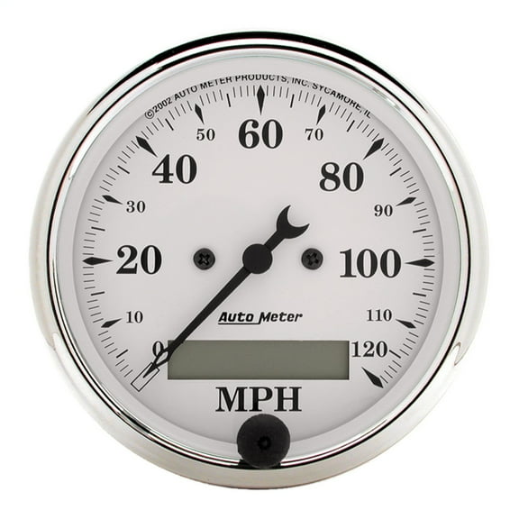 Autometer 1688 Old-Tyme White Speedometer 3-1/8", 120 MPH , Electric Programmable W/ Lcd Odometer