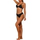 thumbnail image 4 of Conjuntos de bikini de triángulo de 2 piezas para mujer, parte superior con escote en V y tirantes ajustables, parte inferior básica, trajes de baño S en negro, 4 of 5