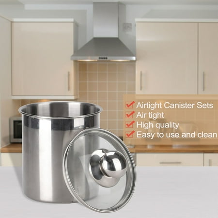 Stainless Steel Airtight Canister Food Bins Container for Kitchen Counter Storage with Transparent Lid