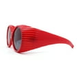 thumbnail image 3 of Oversized Round Goggle Style Thick Temple Plastic Dimensional Plastic Sunglasses Red - Black, 3 of 4