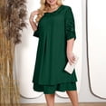 thumbnail image 3 of Uootdi Robes Grande Taille pour Femmes Col Rond Manches 3/4 Robes Brodées Élégantes Robes Midi Formelles Tenue de Fête Cadeau, 3 of 9