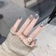 thumbnail image 5 of Prensa cuadrada mediana en las uñas Puntas de uñas postizas de vaca 3d Uñas lindas de cobertura completa Uñas artificiales brillantes para mujeres y niñas,11 Feliz Sencillez, 5 of 5