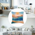 thumbnail image 5 of Acheng Sunrise Square Throw Pillow Covers Bohemian Abstract Mountain Landscape Scene Sun Aesthetic Blue Orange Comfortable Washable Couch Bedroom Playroom Office,Set of 2 White 20x20in, 5 of 7