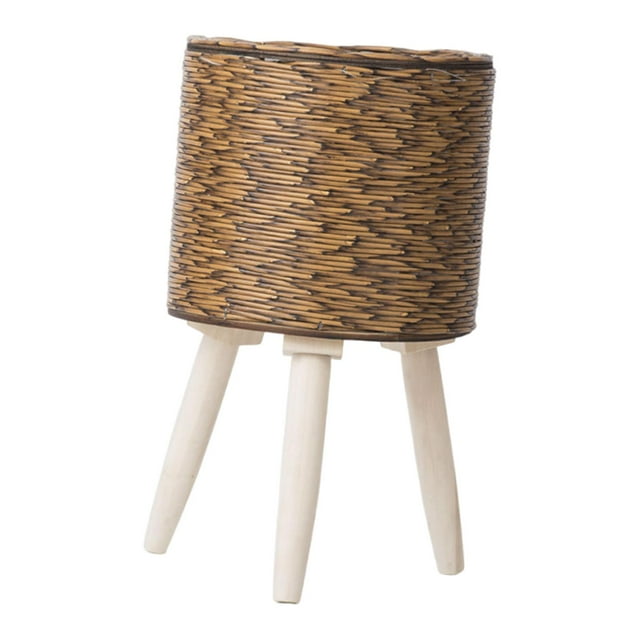 S SERENABLE Plant Basket with Legs Imitation Rattan Basket Gift Simple Flower Pot Floor Flowerpot for Dining Room Restaurant Balcony Cafe Coffee 33x16cm 3 Leg