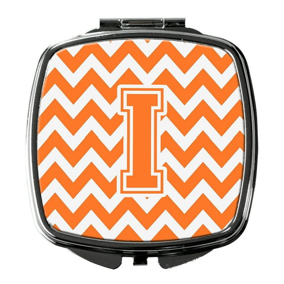 Letter I Chevron Orange and White Compact Mirror CJ1046-ISCM